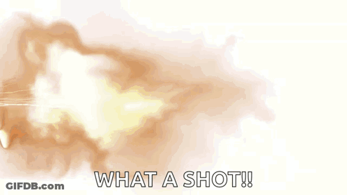 A Black And White Photo Of Smoke With The Words `` What A Shot '' . GIF