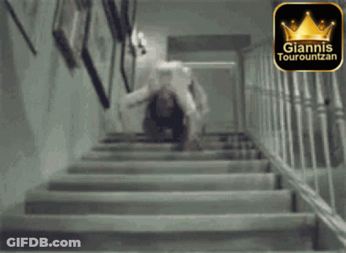 A Black And White Photo Of Stairs With A Giannis Tourountzan Logo GIF