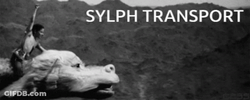 A Black And White Photo Of Sylph Transport With A Man Riding A White Dragon GIF