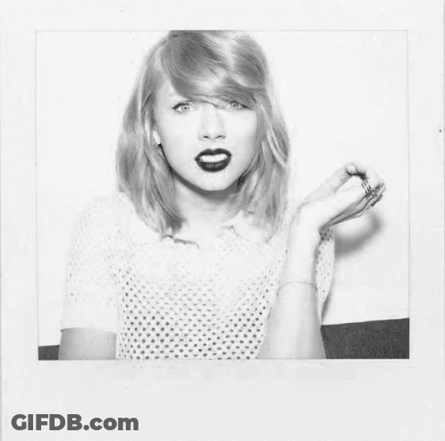 Black And White Photo Of Taylor Swift Making Heart GIF