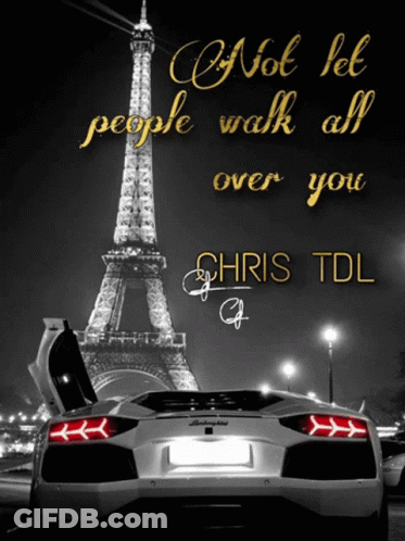A Black And White Photo Of The Eiffel Tower With A Quote By Chris Tdll GIF
