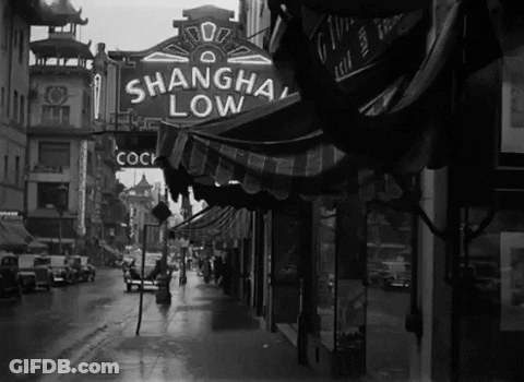 A Black And White Photo Of The Shanghai Low Store GIF