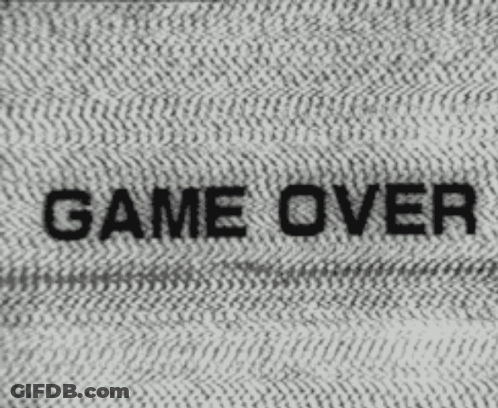 A Black And White Photo Of The Words Game Over On A Television Screen . GIF