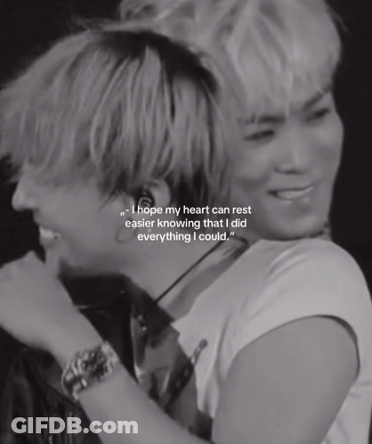 A Black And White Photo Of Two Men With A Quote That Says I Hope My Heart Can Rest Easier GIF