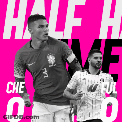 A Black And White Photo Of Two Soccer Players With The Words Half Time GIF