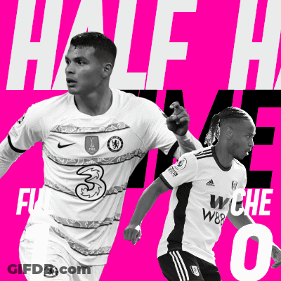 A Black And White Photo Of Two Soccer Players With The Words Half Time Written Above Them GIF