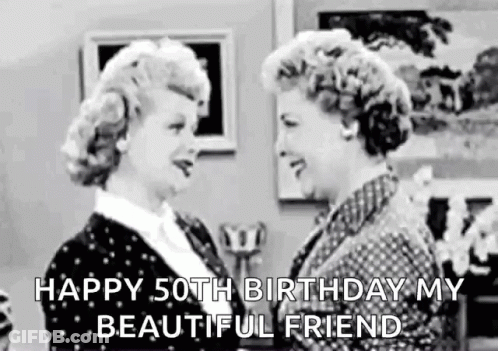 A Black And White Photo Of Two Women Standing Next To Each Other And Talking . GIF