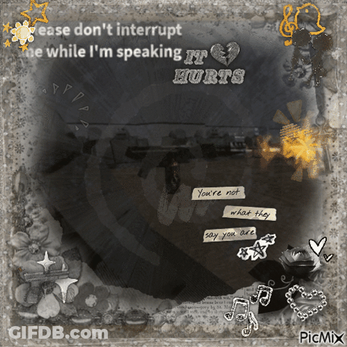 A Black And White Photo With The Words " Ease Don T Interrupt Me While I 'M Speaking It Hurts " GIF