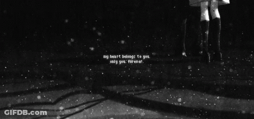 A Black And White Photo With The Words My Heart Belongs To You Only You Forever On It GIF