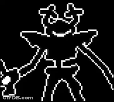 A Black And White Pixel Art Drawing Of A Person With A Sword . GIF