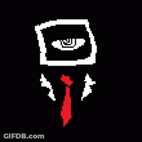 A Black And White Pixel Art Of A Man With A Red Tie GIF