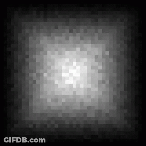 A Black And White Pixelated Background With A White Square In The Middle . GIF