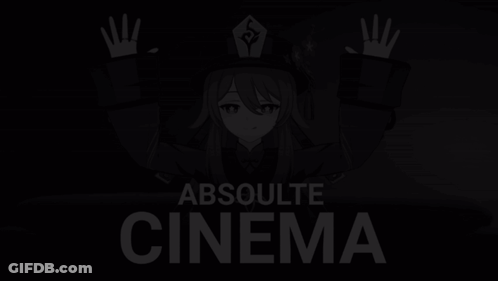 A Black And White Poster For Absolute Cinema With A Girl In A Hat GIF