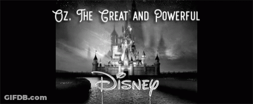 A Black And White Poster For Oz The Great And Powerful Disney GIF