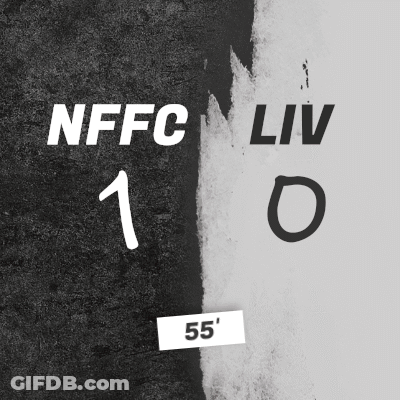A Black And White Poster That Says Nffc Liv 1 0 GIF