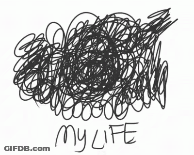 A Black And White Scribble With The Word My Life Written Below GIF