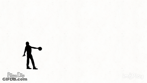 A Black And White Silhouette Of A Man Holding A Basketball . GIF