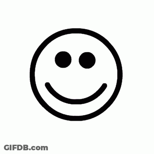 A Black And White Smiley Face With Two Black Dots On Its Eyes GIF
