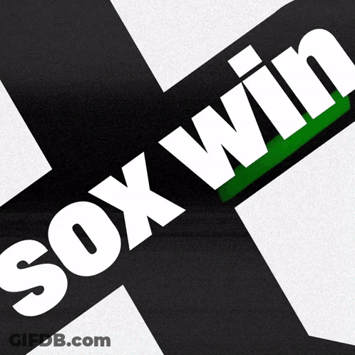 A Black And White Sox Win Logo With A Green Arrow GIF