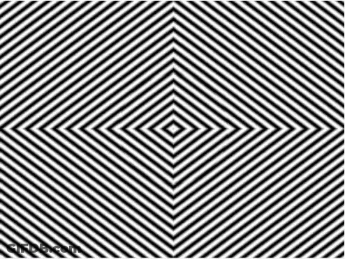 A Black And White Striped Optical Illusion With A Square In The Middle GIF