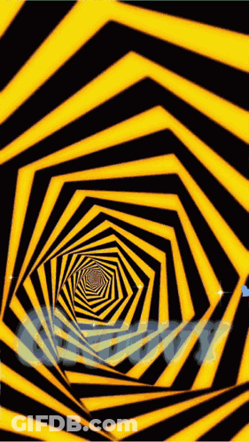 A Black And Yellow Optical Illusion With The Word Hypnotize On The Bottom Right GIF