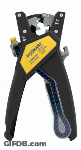 A Black And Yellow Tool That Says Iokari On The Side GIF