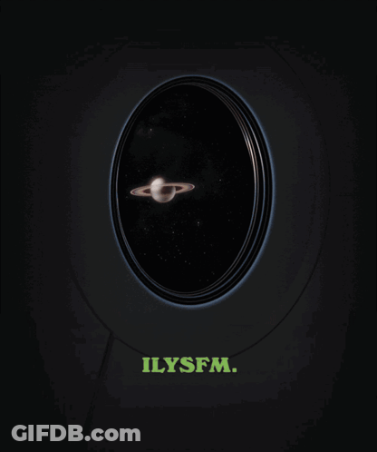 A Black Background With A Circle And The Words Ilysfm On It GIF