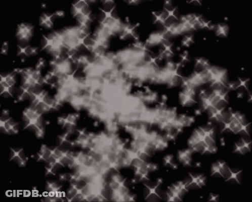 A Black Background With A Lot Of White Stars And Clouds . GIF