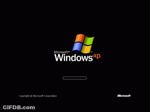 A Black Background With A Microsoft Windows Xp Logo And A Loading Bar GIF