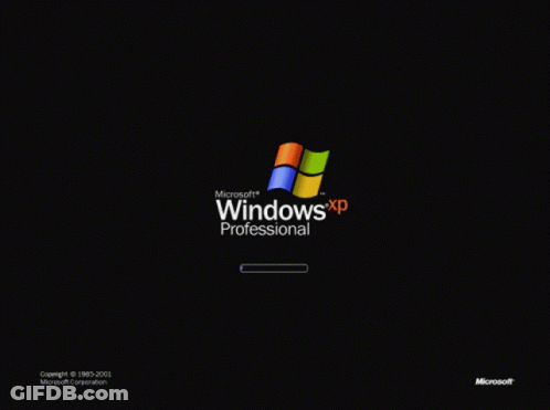 A Black Background With A Microsoft Windows Xp Professional Logo On It GIF