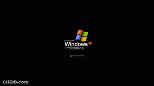 A Black Background With A Microsoft Windows Xp Professional Logo GIF