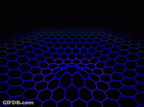 A Black Background With A Pattern Of Hexagons That Looks Like A Tunnel GIF