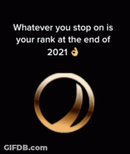 A Black Background With A Purple Diamond And The Words Whatever You Stop On Is Your Rank At The End Of 2021 GIF