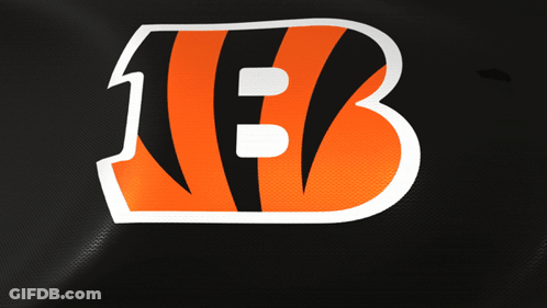 A Black Background With An Orange And Black Logo For The Bengals GIF