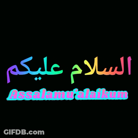 A Black Background With Arabic Writing That Says Assalamu ' Alaikum GIF