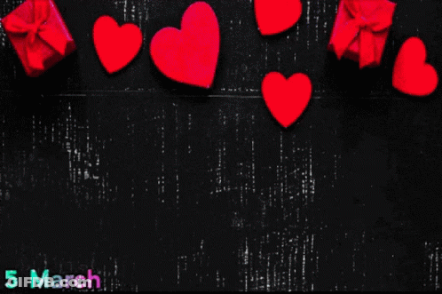 A Black Background With Blue Hearts And The Words Happy Birthday GIF