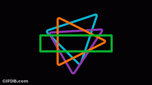 A Black Background With Colorful Triangles And A Green Line In The Middle GIF