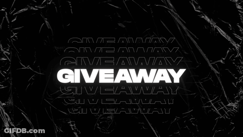 A Black Background With Giveaway Written In White Letters GIF
