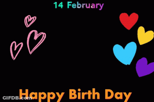 Black Background With Hearts And February 14 GIF