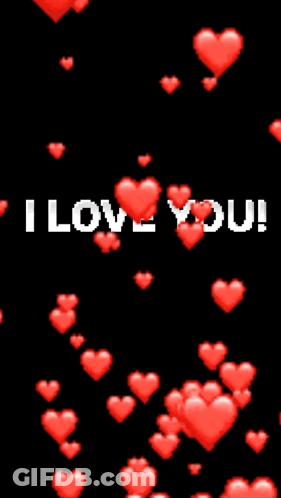A Black Background With Hearts And The Words I Love You GIF