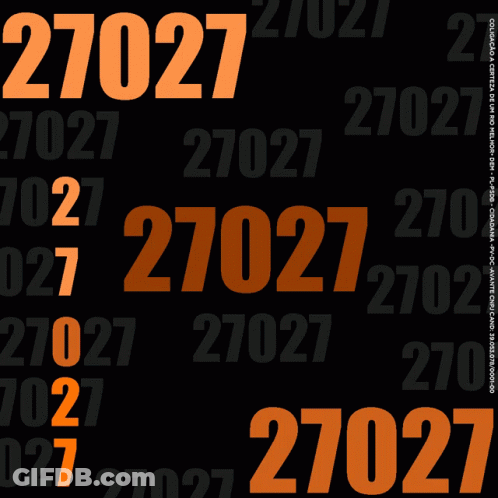 A Black Background With Orange Numbers And The Number 27027 GIF