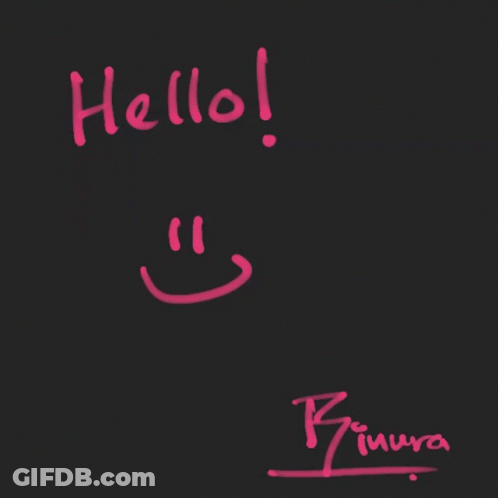A Black Background With Pink Writing That Says Hello GIF