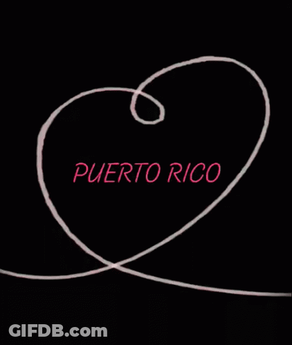 A Black Background With Puerto Rico Written In Pink Letters GIF
