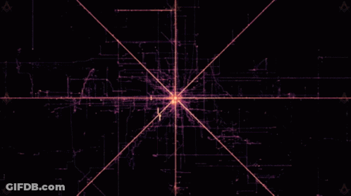 A Black Background With Purple Lines Going Through It GIF