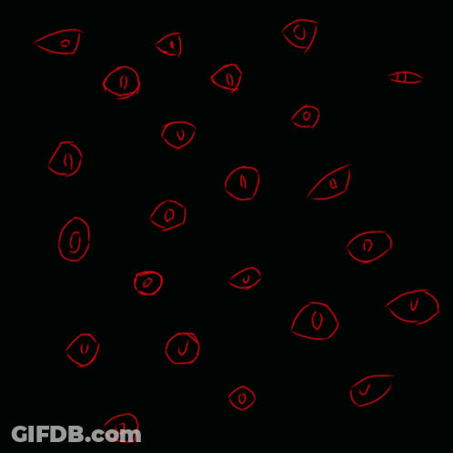 A Black Background With Red Circles With Letters U And V On Them GIF