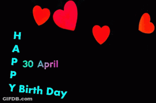 A Black Background With Red Hearts And The Words Happy Birthday GIF