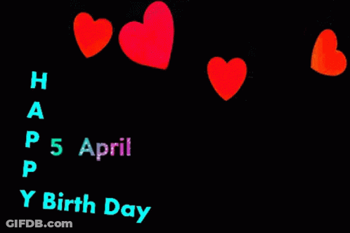 A Black Background With Red Hearts And The Words Happy Birthday On It GIF