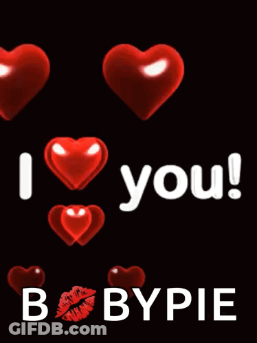 A Black Background With Red Hearts And The Words I Love You B Bypie GIF