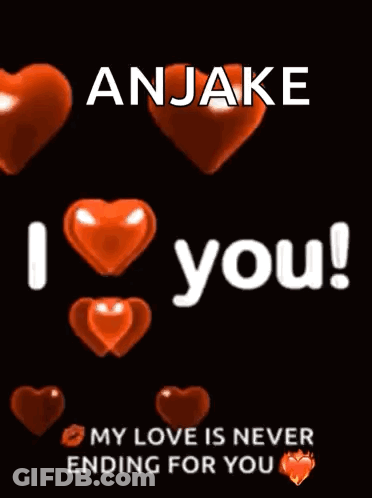 A Black Background With Red Hearts And The Words I Love You ! GIF