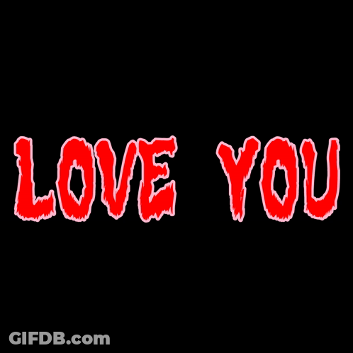 A Black Background With Red Love You Letters GIF